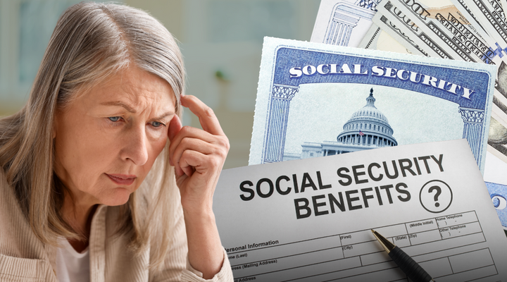 Older man holding a laptop beside a Social Security Benefits form with the text plus seventy three dollars representing the projected 2027 Social Security COLA raise and its effect on customer spending